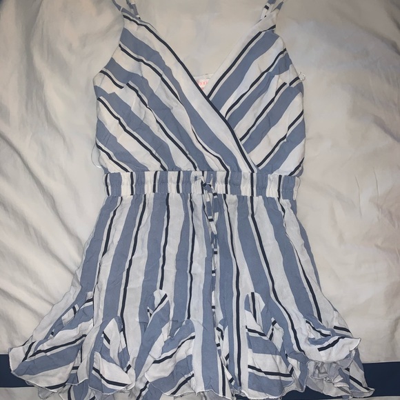 Luxxel Pants - Fun & Flirty Striped Ruffle Romper